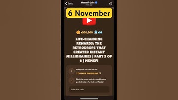 MemeFi youtube video code today 6 November | MemeFi YouTube video secret code today | #crypto