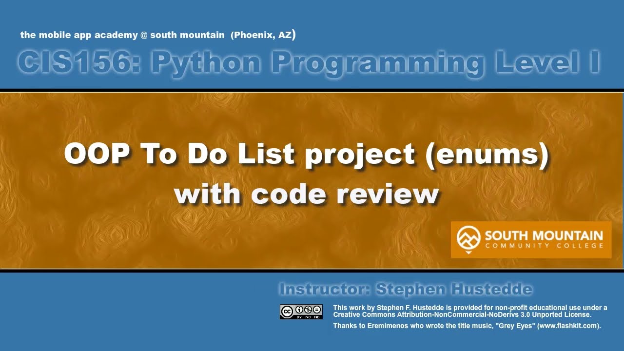 Python 09H - OOP To Do List (Enums) with code review - YouTube