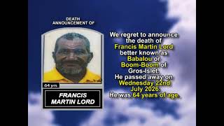 Francis Martin Lord ~ Short Obituary