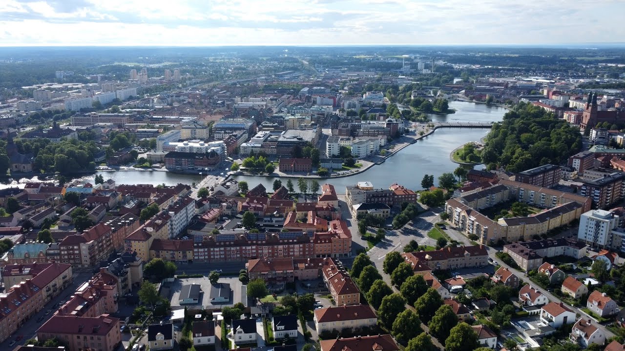 Drone footage: Eskilstuna town, Sweden