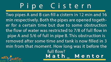 Two pipes A and B can fill a cistern in 12 min and 16 min respectively. Both the pipes are opened...