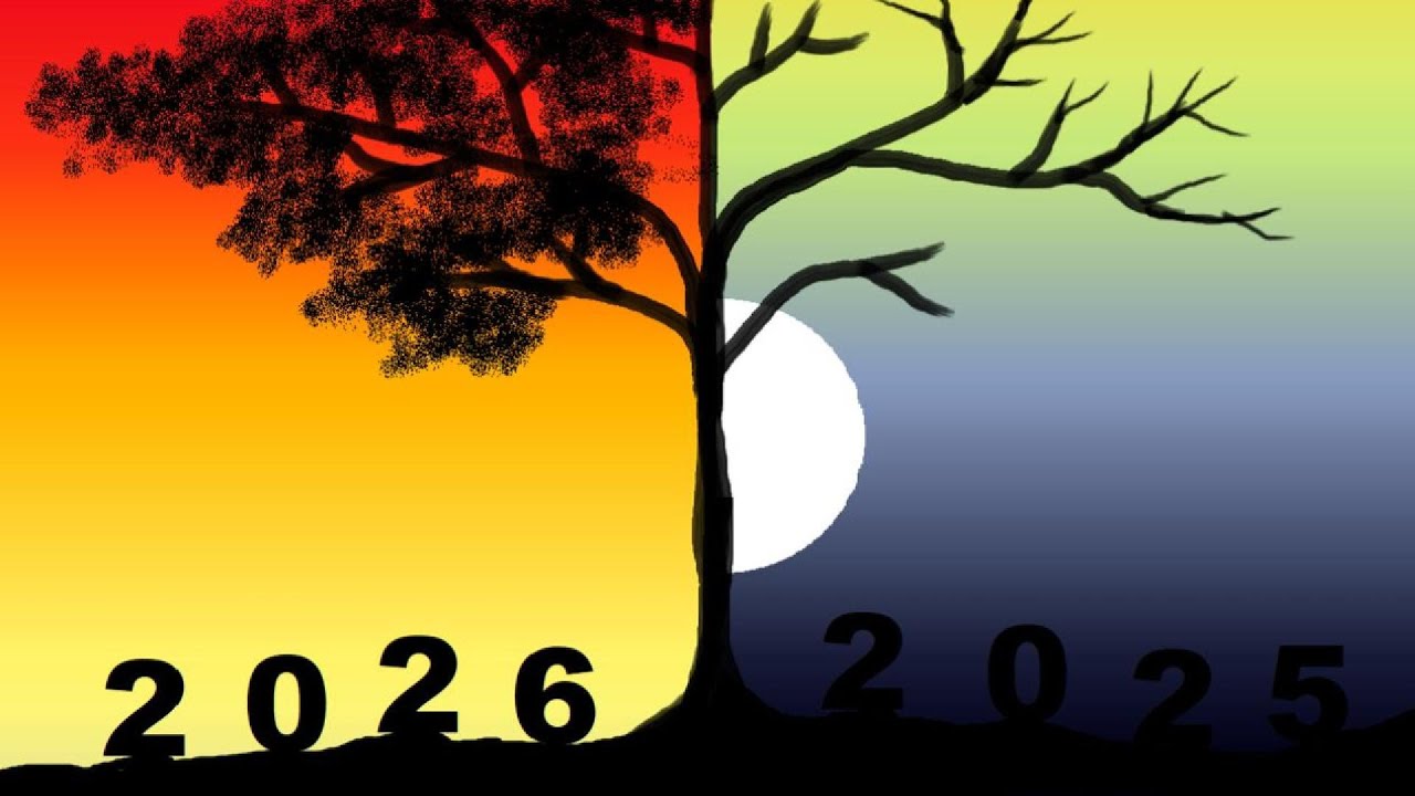 MS Paint Drawing on Computer | Goodbye 2025 | New Year 2026 Drawing | New Scenery Drawing