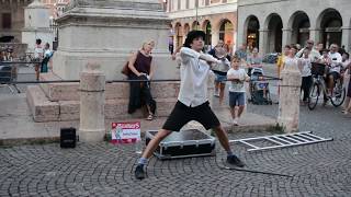 Funny Man Doing Street Performance - Clown / Juggling / Acrobatics