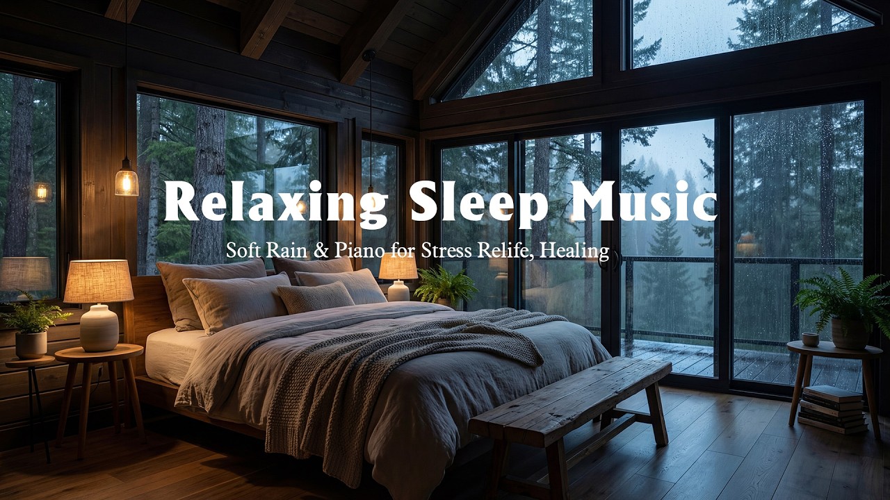 🌧️ Heavy Rainfall and Slow Piano – Deep Relaxation Music | Cozy Night Atmosphere