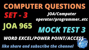 HPSSC JOA 965 | COMPUTER OPERATOR 1003 | HPU JOA | HP SECRETARIAT CLERK | MOCK TEST - 3 | MS OFFICE