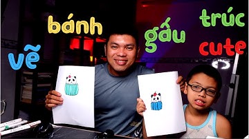 Vẽ hình cute vẽ bánh gấu trúc dễ thương cùng 3 cha con