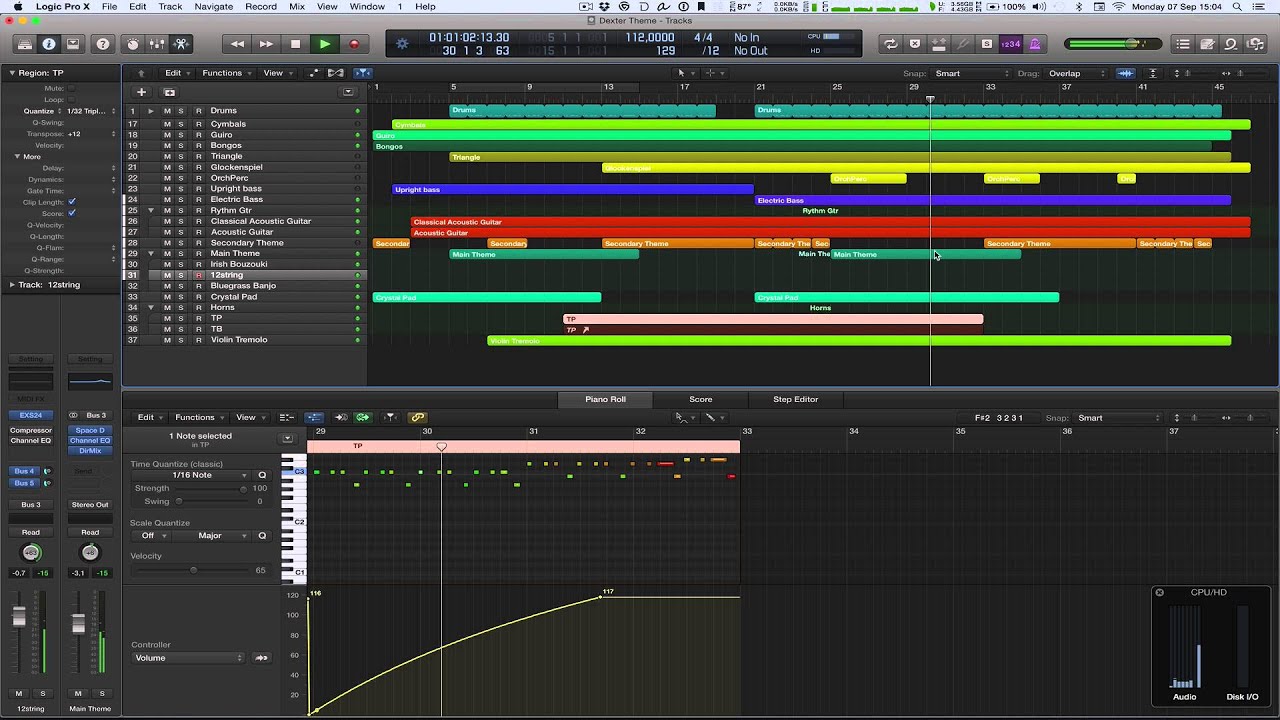 Dexter TV Show main theme Logic Pro X Stock sounds
