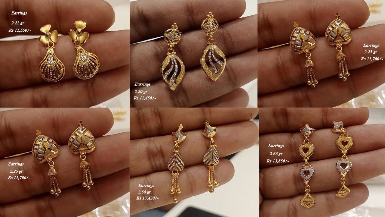 22k Gold Earrings Latest designs 2022 With Weight & Price || Apsara Fashions - YouTube