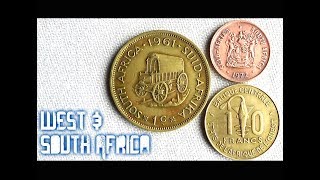 Coin collection | West u0026 South Africa | 3 Coins (Francs u0026 Cent) from 1961