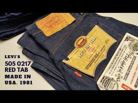 Levi's 505 0217 Red tab & black bartack Made in USA 1981 - YouTube