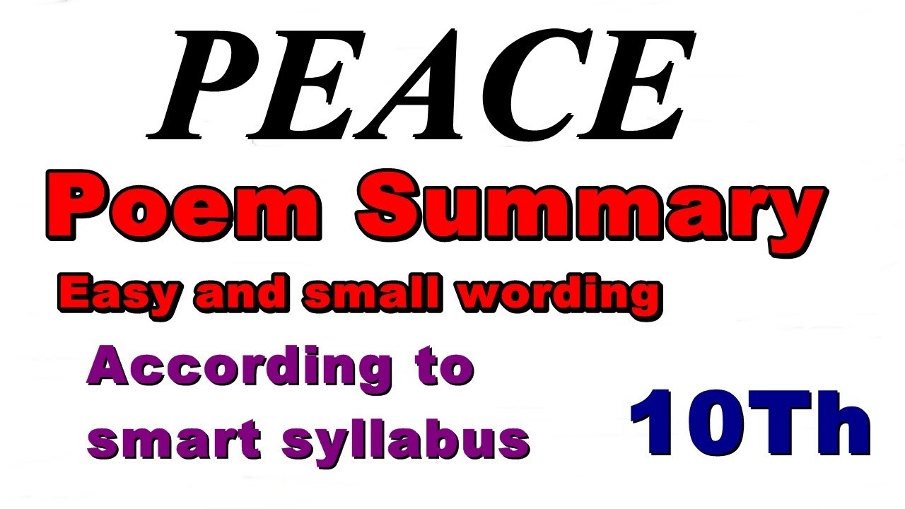 class 10 english peace paraphrasing