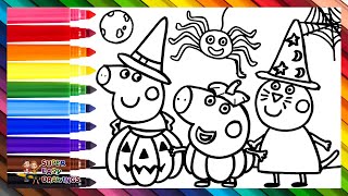 Draw and Color Peppa Pig During Halloween 🐷🎃👻🦇🕸️🧙‍♀️ Drawings for Kids