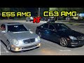 Mercedes E55 AMG VS C63 AMG! Battle Of The Benz! Street Racing!