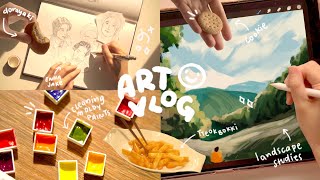 ART VLOG 🐱 landscape studies, tteokbokki, moldy paint & baking cookies by NISUFILM 60,772 views 2 years ago 16 minutes