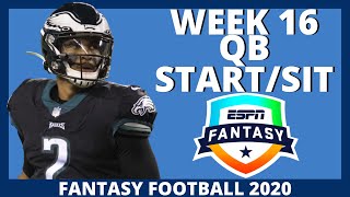 2020 Fantasy Football - Week 16 Quarterback - Start or Sit (Every Match Up)