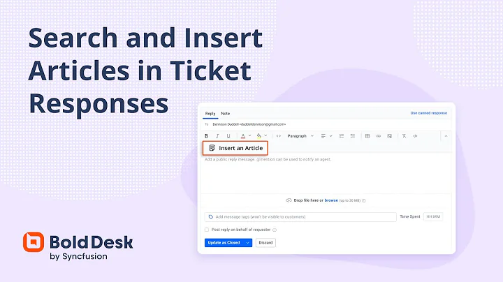Search and Insert Articles in Ticket Responses