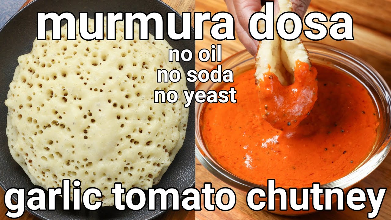 super soft murmura dosa with spicy kara red chutney | bhel sponge dosa | mandakki - puffed rice dosa | Hebbar | Hebbars Kitchen