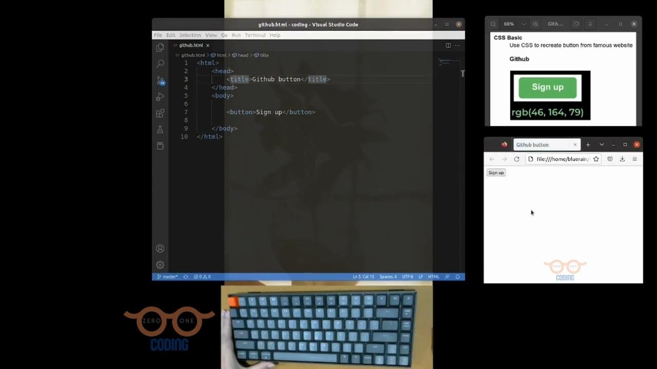 Basic HTML CSS | How to Code a Github Button | ASMR Programming - YouTube