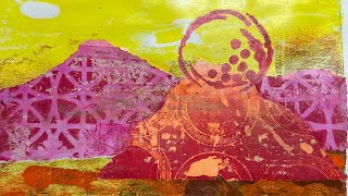 Gel print landscapes my 100 days project days 87 to 93