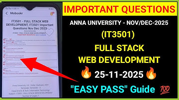 IT3501 Full stack web development | important questions latest | easy pass tips |anna university