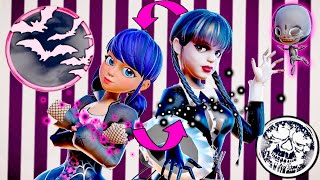 Miraculous Ladybug X Addams Wednesday X Death Miraculous Marinette X Addams Transformations