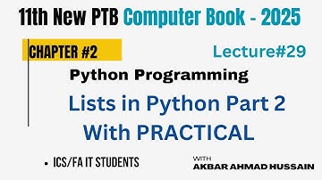 Python Lists Full Tutorial (Part 2) in Urdu | Easy Examples for ICS & FA IT - 1st Year New Book 2025