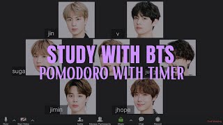 Study with BTS on Zoom 💜 (pomodoro 25x4 w/ timer) | Study with Kpop | Ronah Abigail Bejoc