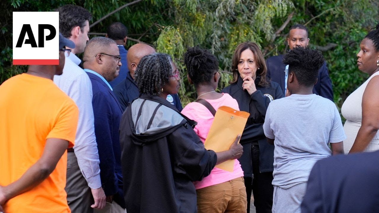 Kamala Harris surveys Hurricane Helene devastation in Georgia - YouTube