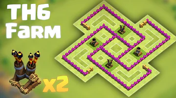 Best TH6 Farming Base - 2 Air Defenses - Anti Everything - 2016 update - Clash of Clans