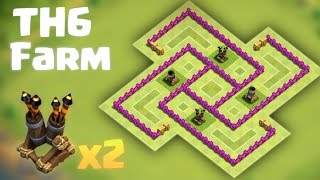 Best TH6 Farming Base - 2 Air Defenses - Anti Everything - 2016 update - Clash of Clans