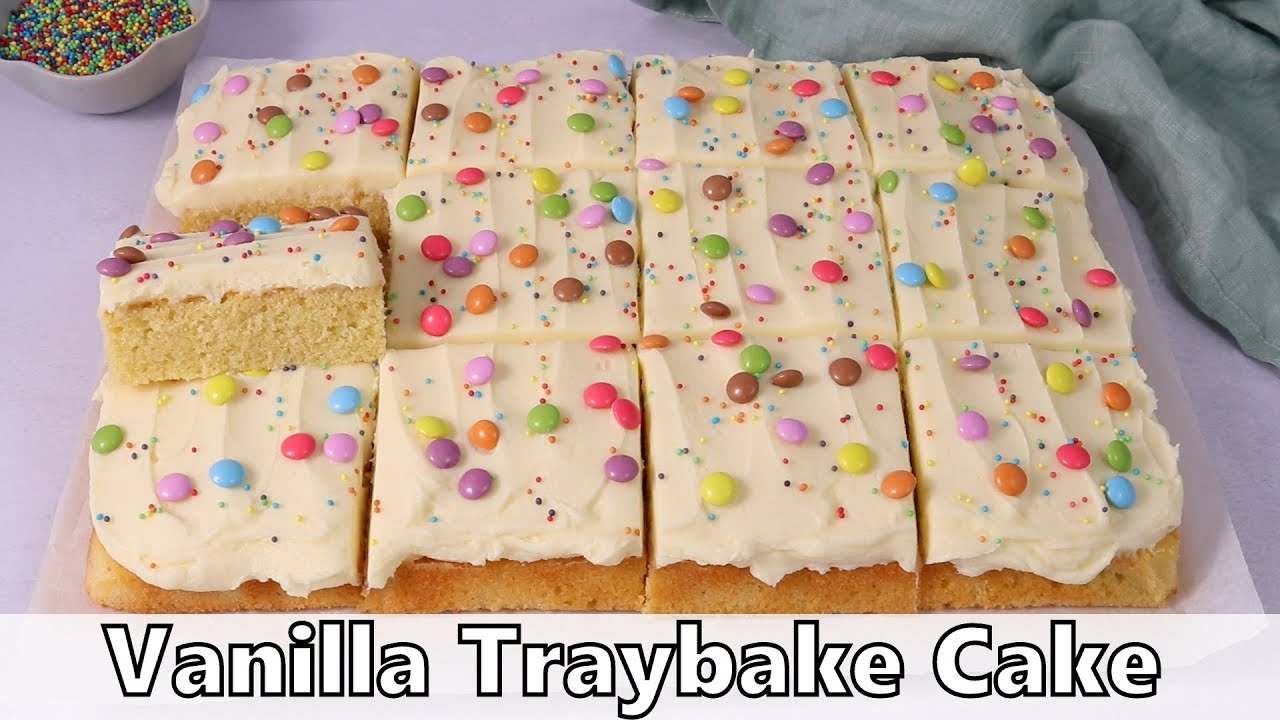 Vanilla Traybake Cake Recipe YouTube