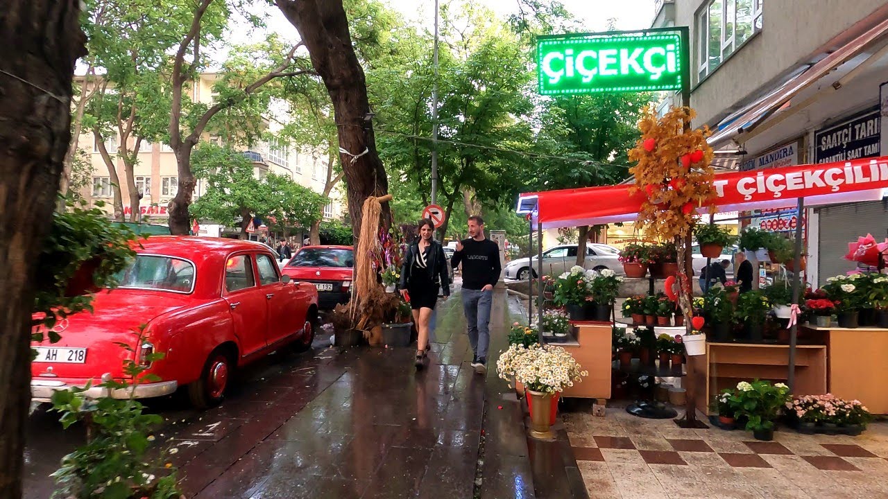 Ankara [4k60fps], Yağmurda Azerbaycan ve Aşkabat Caddelerinde Gezinti -Strolling Around Bahcelievler