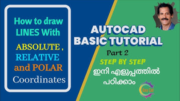 Autocad Basic Tutorial (Part 2) Drawing Absolute, Relative, Polar Coordinates 