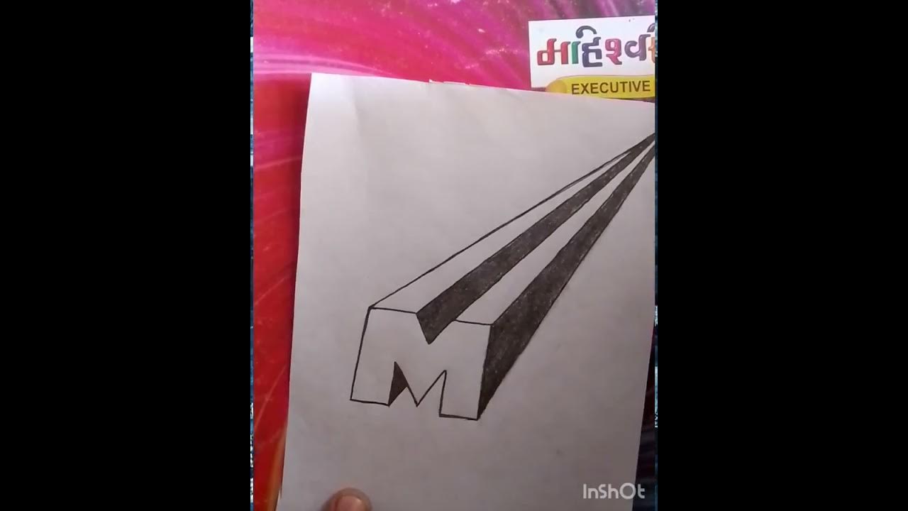 How to Draw a letter" M" in 3D. YouTube