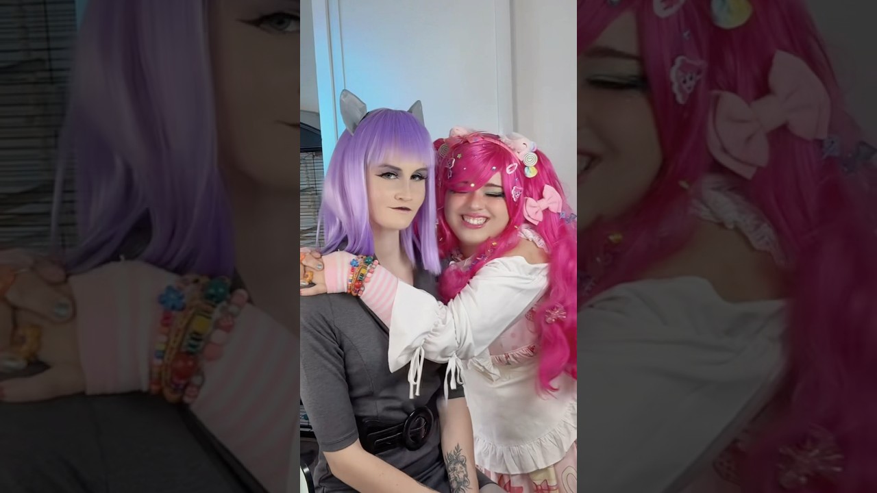 The two sisters are opposites but love each other very much🩷#mlp #cosplay #mylittlepony #pinkiepie