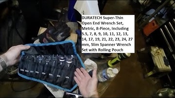 DURATECH Super-Thin Open End Wrench Set, Metric, 8-Piece, Slim Spanner Wrench Set w/ Rolling Pouch