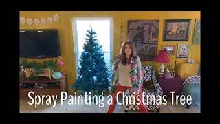 Spray Painting a Christmas Tree