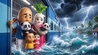 Details Aloo Family Trapped in a Terrifying Flood 😭🌊 | Panda Kids Rescue Adventure | 3D Animated Story News
