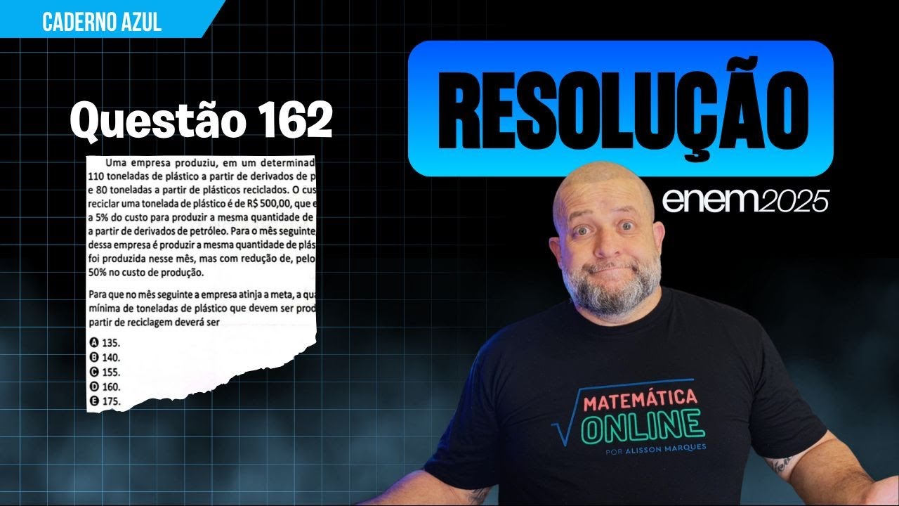 ENEM 2025 Questão 162: Produção de Plástico Reciclado - Redução de Custos | Prof. Alisson Marques