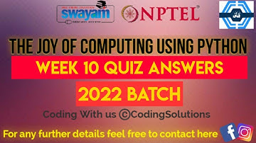 The Joy Of Computing Using Python | Week 10 Answers 2022 | NPTEL | SWAYAM