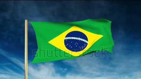Brazil flag slider style. Waving in the win with cloud background animation Stock video by