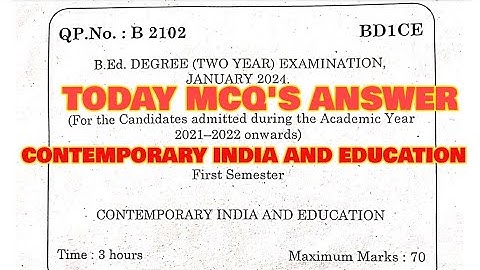 TNTEU B.Ed I-SEMESTER: TODAY MCQ