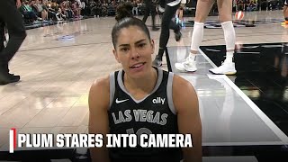 Kelsey Plum looks directly into the camera after getting fouled WNBA on ESPN
