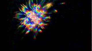 Firework fountain through diffraction lens.