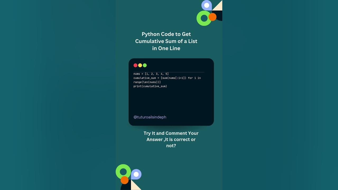 Python trick 15 get cumulative sum of a list in one line tutorials