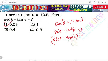 if sec theta + tan theta = 12.5 then Sec theta - tan theta equal