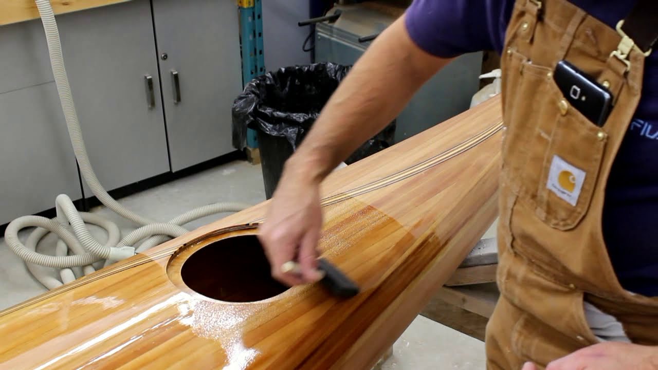 varnishing a wooden kayak - youtube
