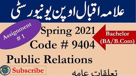 AIOU Code 9404 Solved Asignment No.1 Spring  2021 || Subject: Public Relations || Level: Bachelor/BA