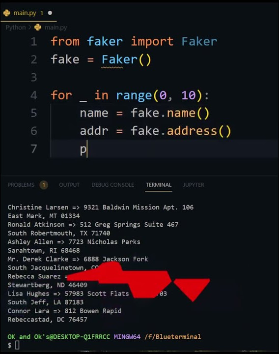 Python - Faker generate fake user data #shorts #python #technology # ...