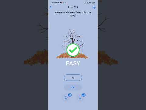 EASY GAME – BRAIN TEST LEVEL 570 HOW MANY LEAVES DOES THIS TREE HAVE ? [ANSWER IS SHAKE YOUR MOBILE]